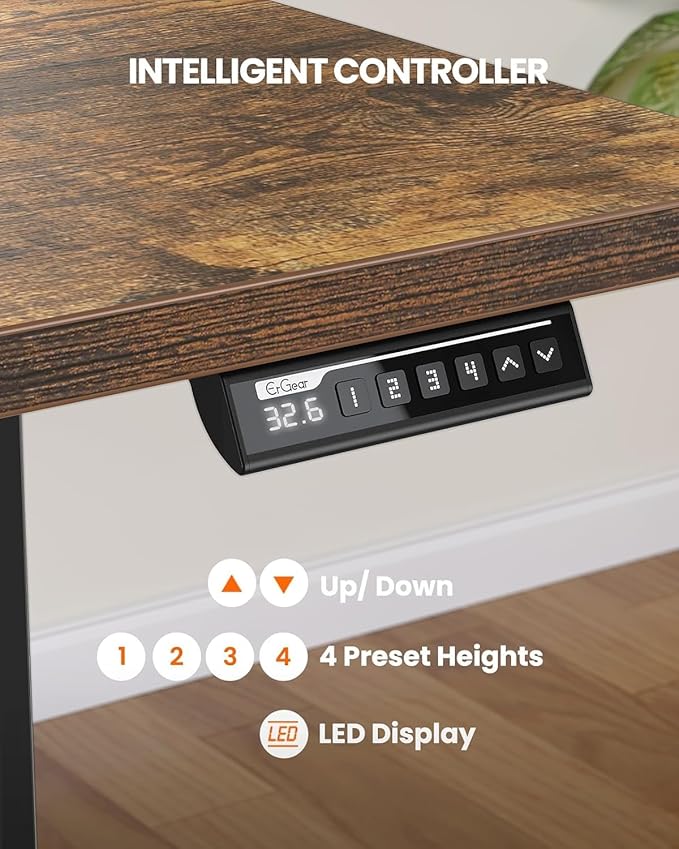 ErGear Electric 71 x 30 inch Standing Desk Workstation, Large Sit Stand up Desk, Memory Computer Home Office Desk, (Vintage Brown) Ships in One Box