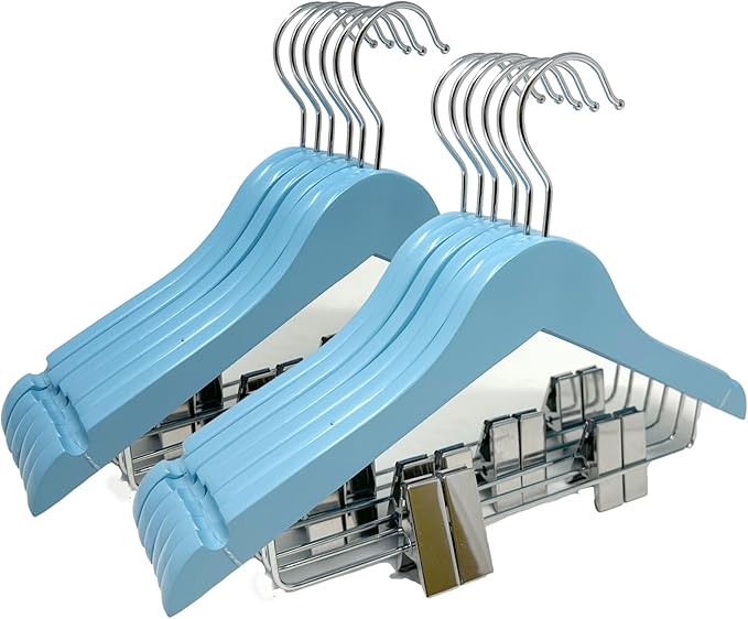 Kids Hangers with Metal Clips Pant Bar 4T-10 (Air Blue)