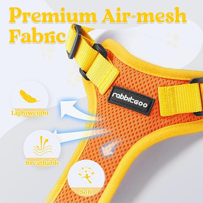 rabbitgoo Cat Harness and Leash Set, Escape Proof Soft Adjustable Vest Harnesses for Outdoor Walking, Easy Control Breathable Kitten Jacket with Reflective Strips, Orange & Yellow, XS