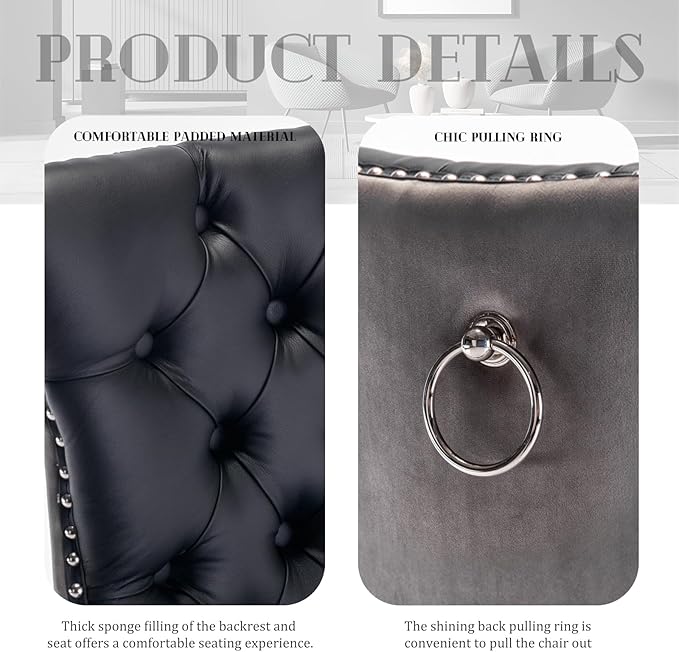 SoarFlash Kitchen Table and Chairs for 2, 24" Dining Table Set for 2 with Leather Upholstered Chairs, 3 Piece Round Kitchen Table Set, Dining Room Table Set for Small Space, Apartment