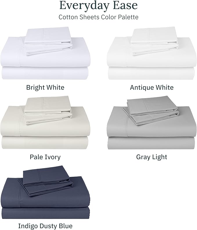 2-Pack Twin XL Sheet Set Cotton - 400 Thread Count 100% Cotton Sateen - Extra Soft, Breathable & Cooling Sheets, Wrinkle Resistant twin XL Sheet Sets, 2 Sets of Deep Pocket Bed Sheets - Light Grey