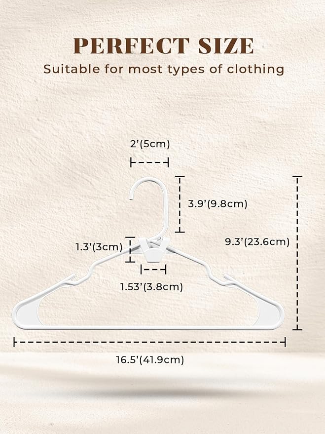 HOUSE DAY White Plastic Hangers 50 Pack with 20 Connector Hooks, Premium Slim Space Saving Closet Organizers, Non-Slip & Heavy Duty Clothes Hangers for Coat, Suit, Shirt, Dress