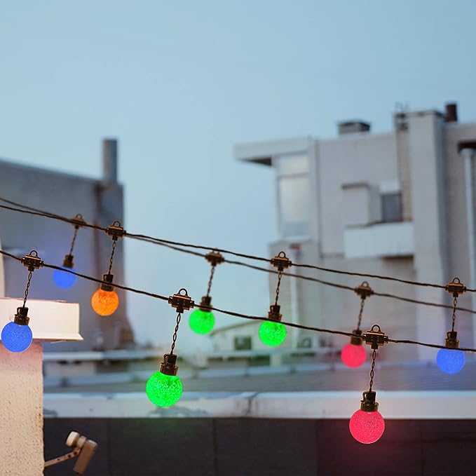 AWQ 35 FT Globe String Lights Outdoor Commercial Grade Light with 20 G50 Shatterproof LED Bulbs Waterproof Extendable for Indoor Outdoor Wedding Garden Party Christmas Trees Decoration (Multicolour)