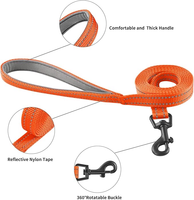 Dog Harness and Leash Set, No Pull Soft Mesh Puppy Harness for Small Medium Dogs, Cats - Step in Reflective Breathable Lightweight Vest Harness for Walking, Training - Orange, M