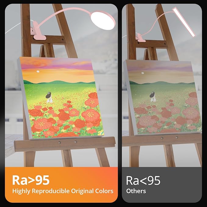 Reading Light with Remote, LED Desk Lamp Clip on [1H Timer & Nightlight] RA>95 Dimmable Flexible Gooseneck, Reading Lamp with Clamp for Table - 3.5'' (Adapter Included)