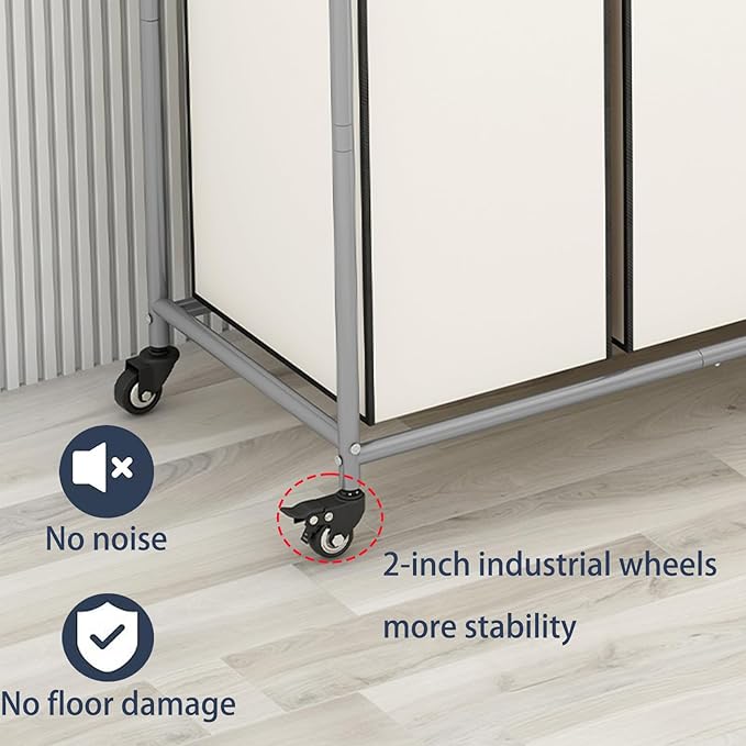 Laundry Sorter 4 Section Hamper Sorter with Heavy Duty Lockable Rolling Wheels Removable Bags Basket Separator for Dirty Clothes Storage, Beige