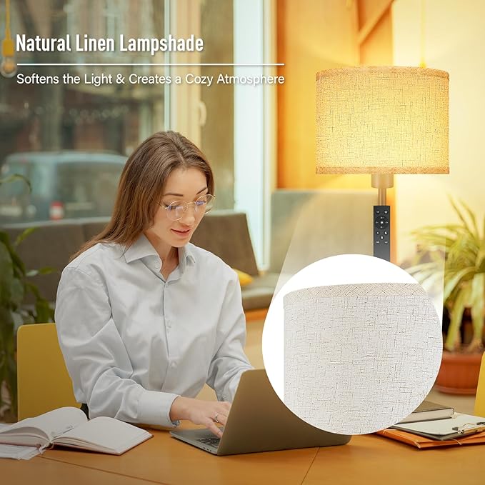 Floor Lamps for Living Room, Stepless Dimmable Floor Lamp with Remote, 2700K-6500K Colors Temperature & Brightness Adjustable,10W/1200LM Bright LED Floor Lamp, Modern Standing Lamp for Bedroom/Office