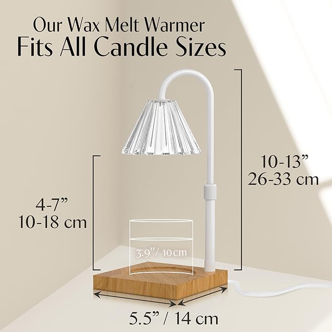 Candle Warmer Lamp with Timer and Dimmer & Includes 2 Bulbs, Electric Wax Candle Lamp Warmer for Jar Candles, Home Decor Aesthetic, and House Warming Gifts - White Glass