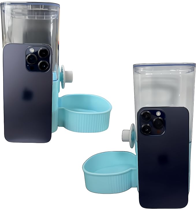 GPY Automatic Hanging Gravity Pet Feeder and Water Dispenser Set ，Automatic Rabbit Feeder and Dog Water Dispenser for Dogs Cats Pets Animals Large Capacity (Blue Water Feeder&Food Feeder) (Blue)