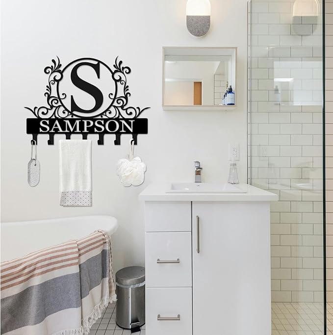 Personalized Metal Key Holder Wall Mount with Family Name Custom Key Hooks Wall Mounted Key Hooks Monogram Name Decor for Kitchen Entryway Hallway Office Doorway