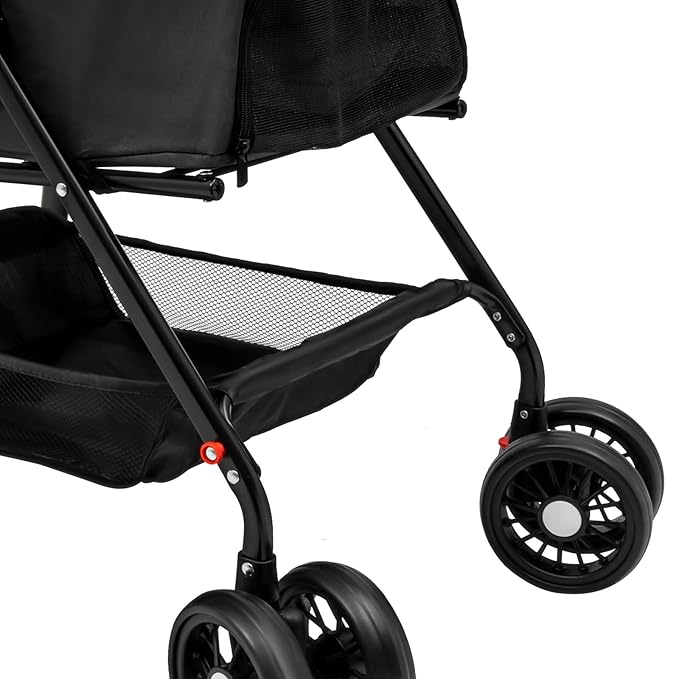 Pet Stroller for Small Medium Dogs Cats,Detachable Folding Travel Puppy Stroller with Wheels,Max Load 44 lbs,with Storage Basket