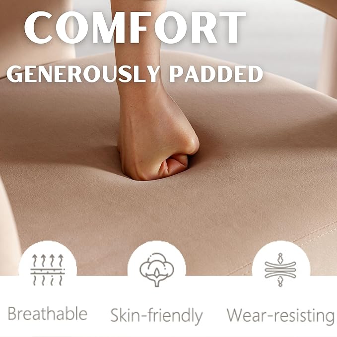 Modern Barrel Dining Chairs Set of 2 Upholstered Velvet Accent Side Chair with Arms Comfy Makeup Vanity Chairs, Dining Living Room Kitchen Chairs Armchairs, Khaki