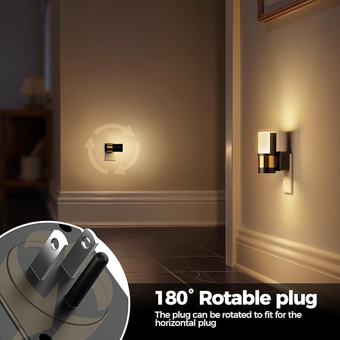 Briignite Night Lights Plug into Wall, 2 Pack Dimmable LED Night Light, Dusk to Dawn Sensor, 360° Rotation, 3000K Soft White 0-100LM Nightlights Plug in for Kids, Bedroom Hallway