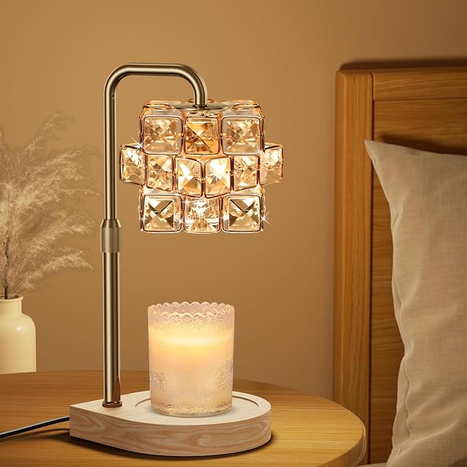 Uflatek Candle Warmer Lamp with Timer, Adjustable Height Dimmable Electric Candle Lamp Warmer with 2 Bulbs, Wax Melting Lamp for Vintage Home Decor, Housewarming Gift