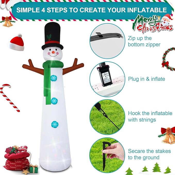 12ft Christmas Inflatable Outdoor Decoration Inflatable Yard Decoration Inflatable Snowman Decoration Built-in LED Lights for Christmas Holiday Party, Garden Winter Decoration