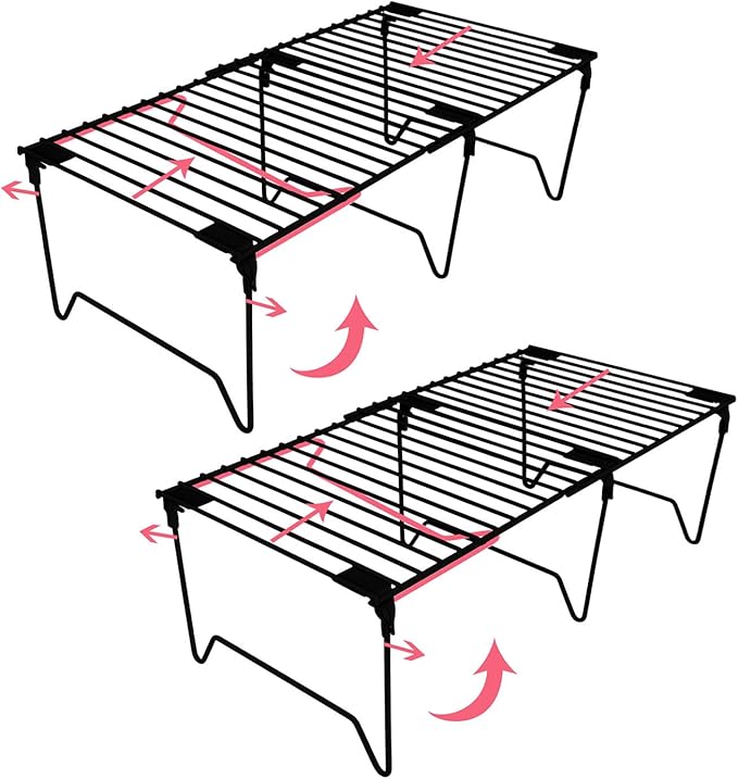 1/2-Piece Set freezer organizer,Stackable Cabinet Organizer Shelves,Foldable Pantry Shelf,Plate, Dish,Rustproof Metal Storage Organizer