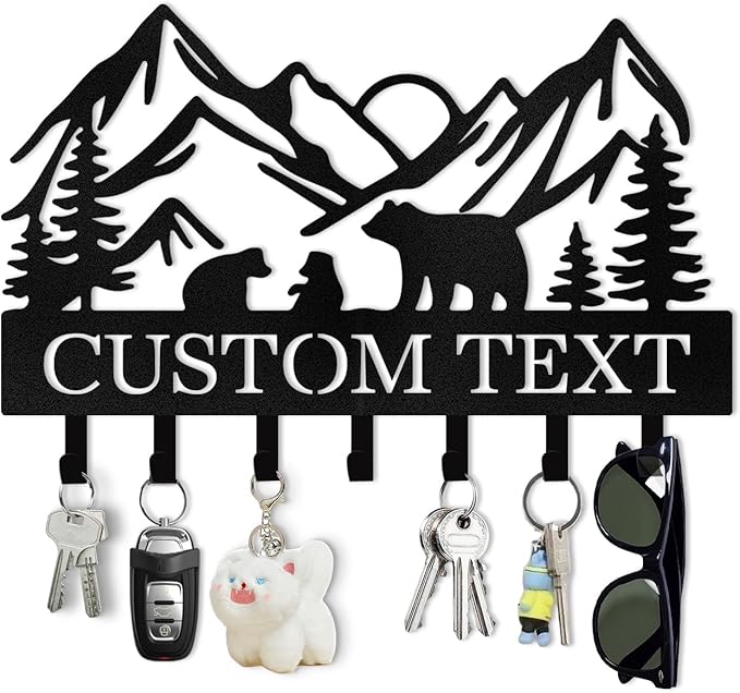 Personalized Metal Key Holder Wall Mount, Custom Name Camper Key Holder for Wall, Camper Decor, Key Organizer Rack for Entryway Front Door Hallway Office, Housewarming Gifts Color05