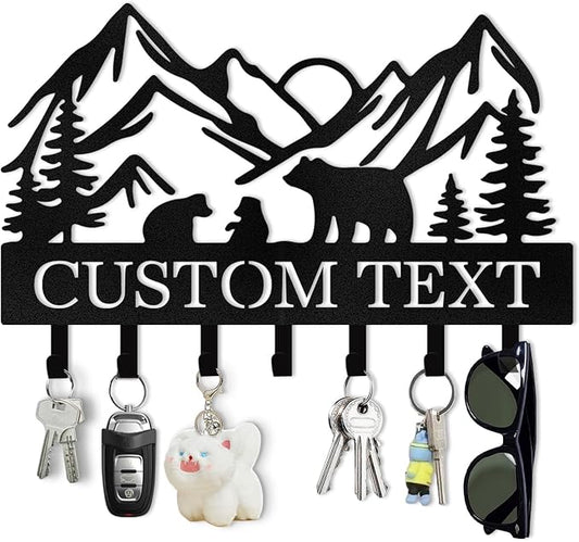 Personalized Metal Key Holder Wall Mount, Custom Name Camper Key Holder for Wall, Camper Decor, Key Organizer Rack for Entryway Front Door Hallway Office, Housewarming Gifts Color05