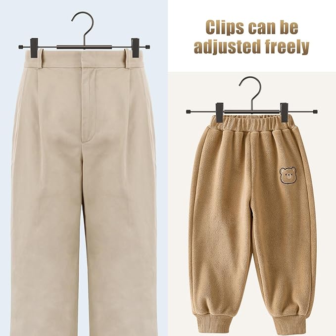 VWV 10-Pack Adjustable Women's Skirt and Pants Hangers, Durable, Space-Saving, Suitable for Jeans, Shorts, Underwear, Sports Bras (Matte Gunmetal)