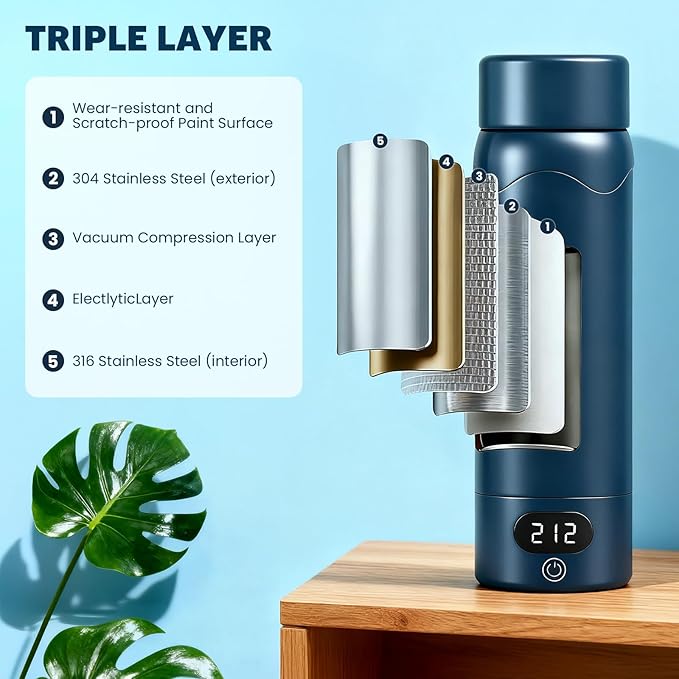 Travel Electric Kettle Portable Mini Kettle, 316 Stainless Steel 16.91Oz/500mL, Small Hot Water Boiler with 4 Temperature,Fast Boiling water with Auto Shut-Off and Boil Dry Protection Blue