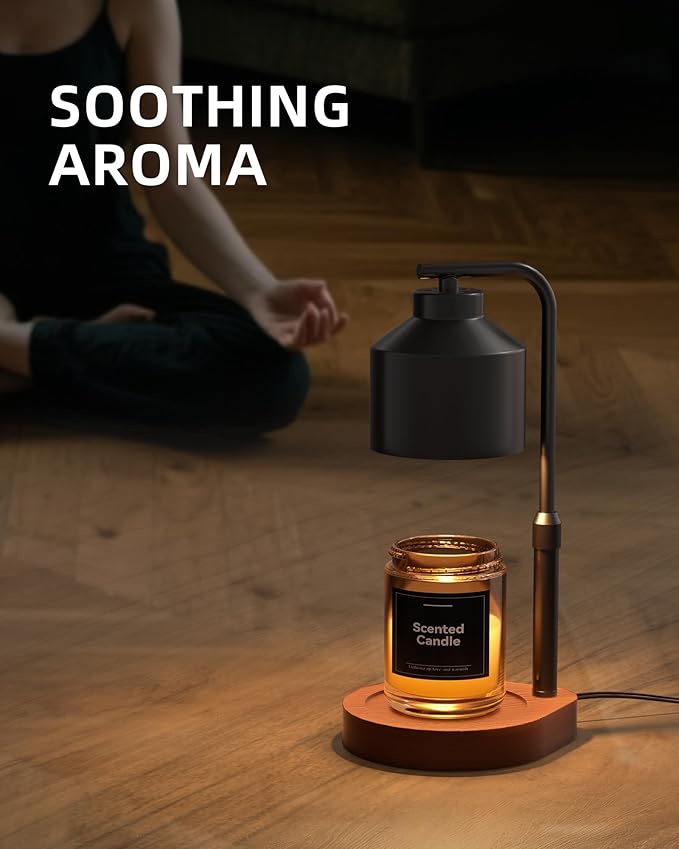 Candle Warmer Lamp with Timer & Dimmer for Yankee Candles, Adjustable Height Candle Warmer for Jar Candles, Wax Melt Lamp for Home Decor & Gifts, Black, 2 Bulbs