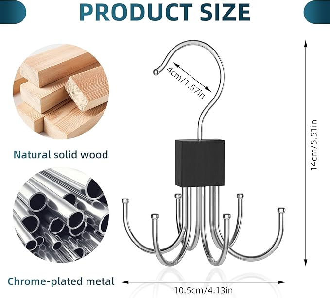 Multi-Purpose Rotatable Belt Hanger & Organizer for Closet - Space-Saving Storage for Belts, Bras, Hats, Tank Tops, Ties, Scarves, and Purses