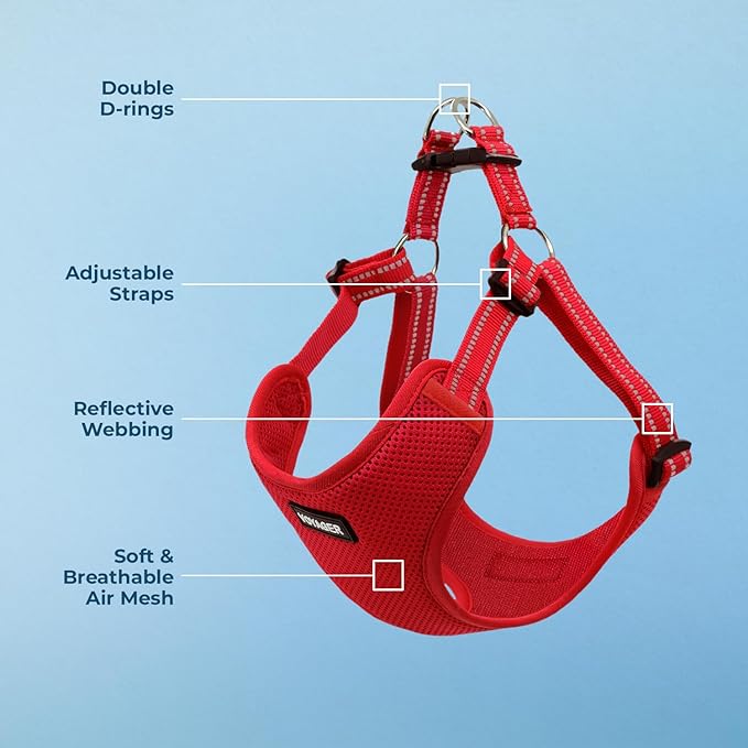 Best Pet Supplies Voyager Adjustable Dog Vest Harness Breathable No Pull Harness for Small, Medium, Large Dogs, Harness for Walking, Jogging, Easy Step-in, Reflective Stripes - Red, M