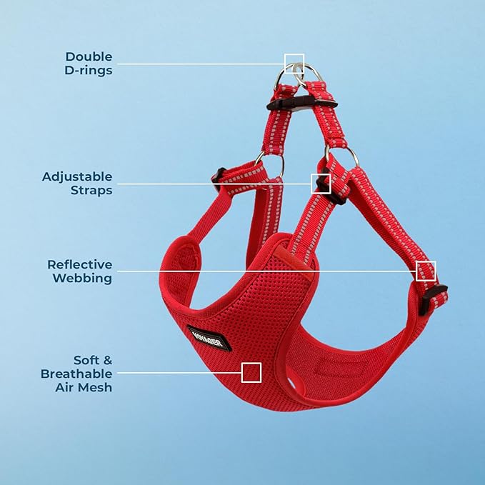 Best Pet Supplies Voyager Adjustable Dog Vest Harness Breathable No Pull Harness for Small, Medium, Large Dogs, Harness for Walking, Jogging, Easy Step-in, Reflective Stripes - Red, XL