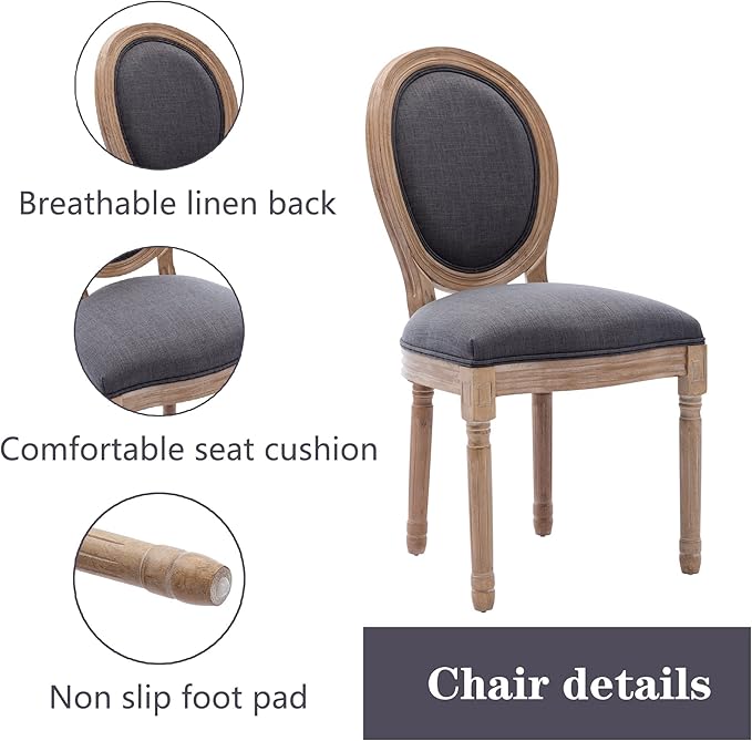 Nrizc French Country Dining Chairs Set of 4, Farmhouse Dining Chairs, Wood Round Back Dining Room Chair, for Dining Room/Living Room/Bedroom