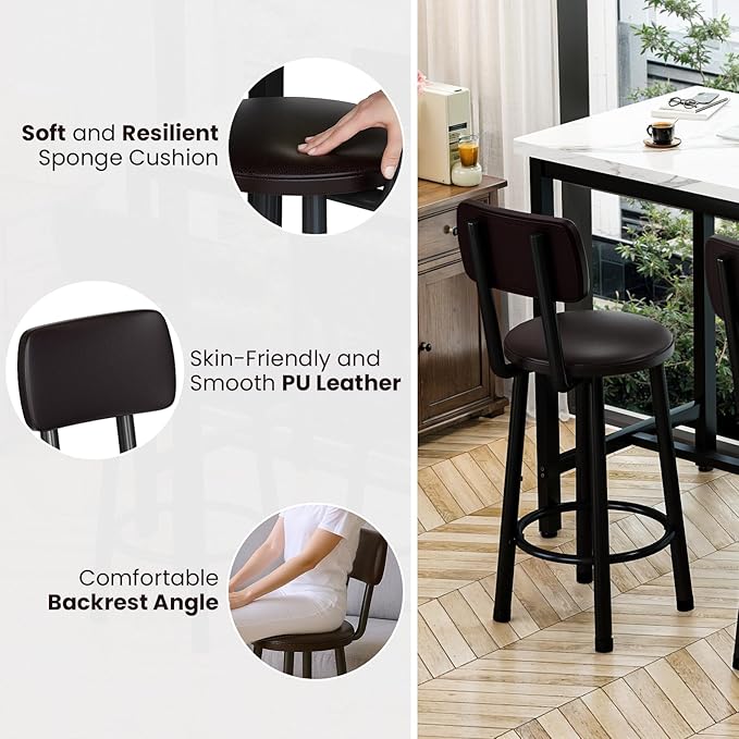 DKLGG 47" Rectangle Dining Table Set for 2 With MDF Tabletop & PU Leather Chairs - Bar Pub Set for Small Space Kitchen, Living Room, Apartment, White