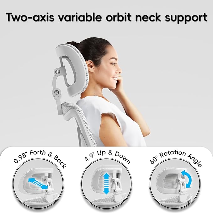 Office Home Ergonomic Desk Chair-Computer X-Shaped Chair Mesh PU Leather with Adjustable Lumbar Support-Executive Chair High Back with Headrest Flip-Up Arms for Long Hours (White)