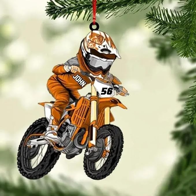 Personalized Dirt Bike Acrylic Ornament 2025, Personalized Christmas Tree Decoration, Unique Holiday Keepsake, Gift for Dirt Bike Lovers, Riders, Family Style 2