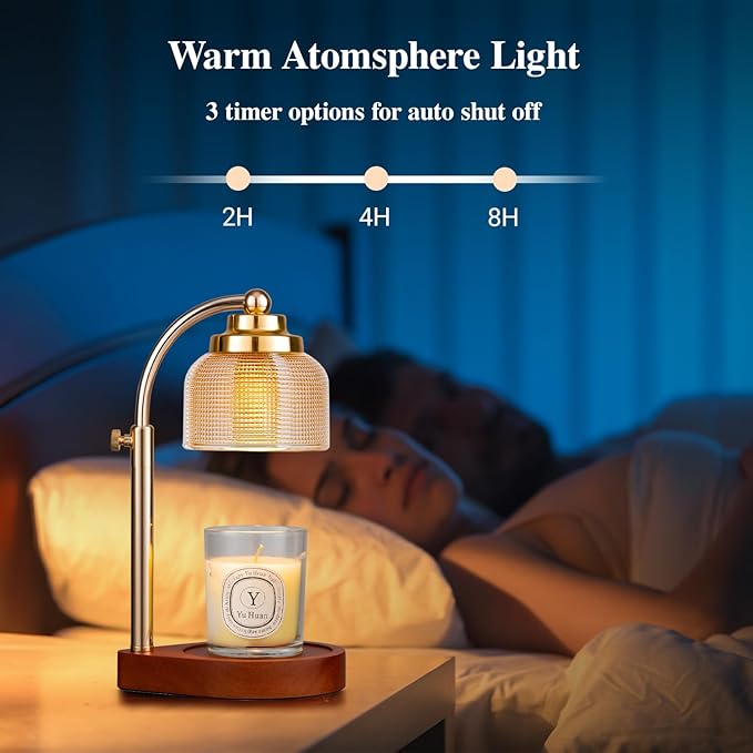 2 Pack Candle Warmer Lamp with Timer and Dimmer - Adjustable Height, Scent Within Minutes, Best Gifts for Women Mom, Wax Warmer for Jar Candles with 4 Replacement Bulbs