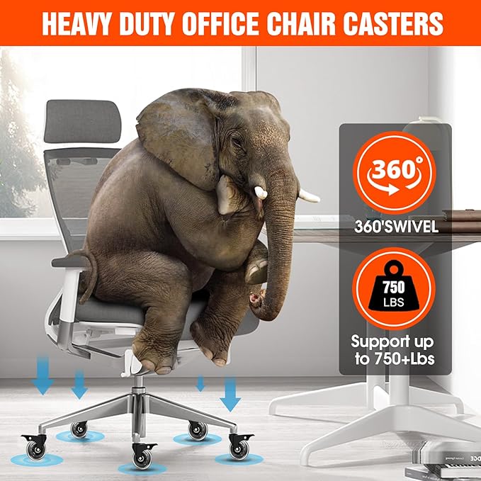 Office Chair Casters with Brake, 3 Inch Universal Casters,Suitable for Carpet and Hardwood Floors, Universal Fits Most Chairs