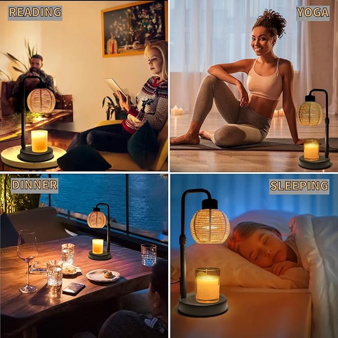 Candle Warmer Lamp, Candle Lamp with Timer Wax Melts Warmer - Dimmable & Height Wax Warmer Lamp for Melting Heating Jar Candle Scented Candle Warmer Home Decor Brightness