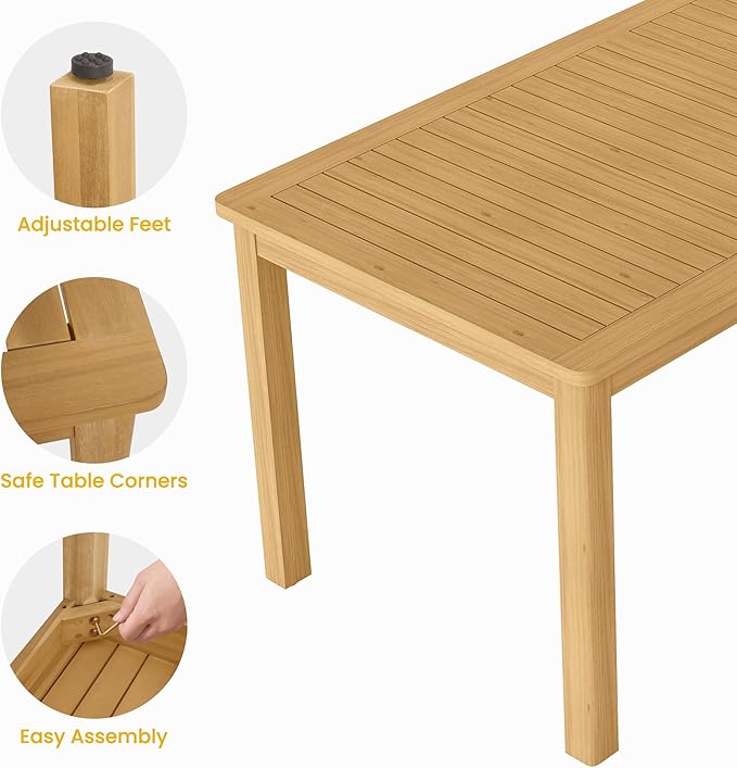 6-Piece Outdoor Dining Set for 4 with 23" Extra Wide Chair and Cushion，Patio Table and Chairs Set with All Acacia Wood Frame, All-Weather Outdoor Patio Furniture Set for Garden Lawn, Beige