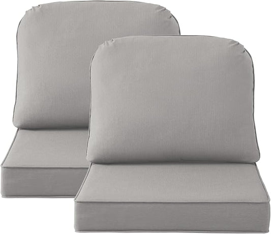 Outdoor Sunbrella Cushions for Patio Furniture Set of 2, 24"x24" Water Repellent Chair Cushions Removable Seat Bottom & Back Cushion Covers for Chair, Sofa, Couch, Specrtum Pebble