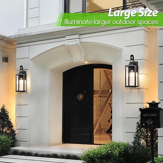 BesLowe 16.5“ Outdoor Wall Light Fixture, Exterior Lighting Fixture Wall Mount, Waterproof Porch Light Outdoor Wall Sconce Lantern, Outside Light for House Front Door Garage, Black