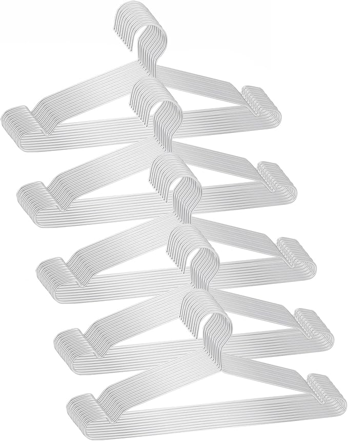 Clothes Hangers 50 Pack - Heavy Duty Stainless Steel Metal Hangers, Ultra Thin Space Saving Wire Coat Hangers with Non-Slip Shoulders (16.5 Inch)