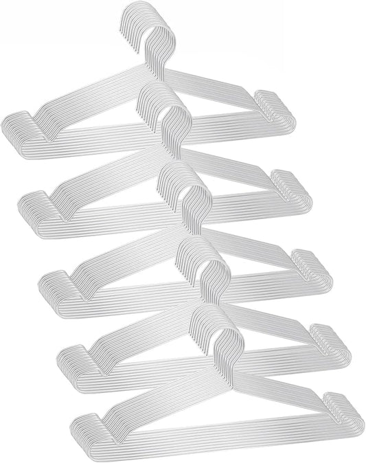 Clothes Hangers 50 Pack - Heavy Duty Stainless Steel Metal Hangers, Ultra Thin Space Saving Wire Coat Hangers with Non-Slip Shoulders (16.5 Inch)