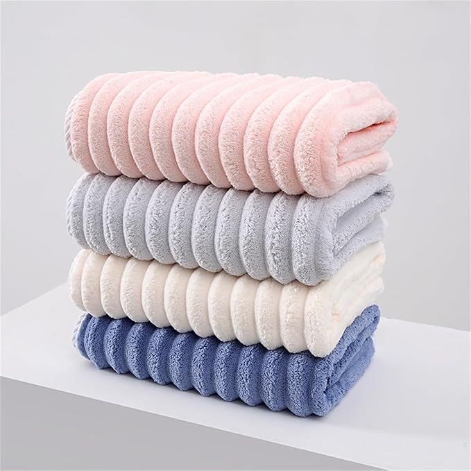 Soft Bath Towels Set, Microfiber Ribbed Oversized Bath Towels Extra Large for Bathroom, Home, Hotel, Spa, Beach, Pool, Gym (8-Piece Towel Set, Beige)