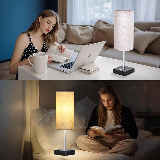 AVV Cordless Table Lamp with Dimmable, Rechargeable 3 Modes Battery Powered Bedside Lamp, Battery Operated Lamps for Night Stand, Touch Lamp for Bedroom, Living Room, Reading Room, 15 Inch Beige