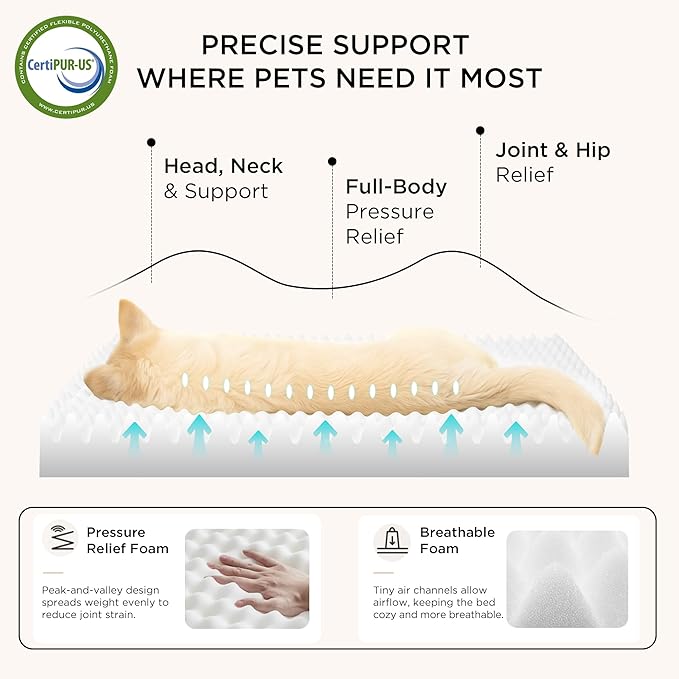Bedsure Dog Beds Large Sized Dog - Orthopedic Flat Pet Beds with Removable Washable Cover, Egg Crate Foam Puppy Mat, Suitable for Pet Up to 65 lbs