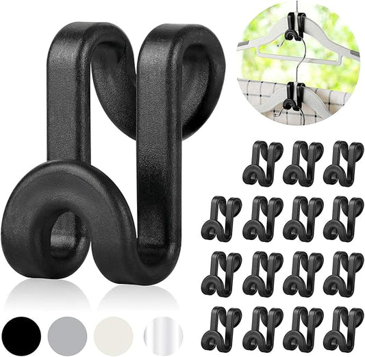 Mlici Clothes Hanger Connectors - 60 Pcs Multi-Level Cascading Hooks, Heavy Duty Plastic Mini Hooks for Space Saver Closet Organizer, Black
