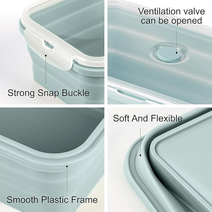 Extra Large Collapsible Silicone Food Storage Containers With Lids, 2000ml Big Meal Prep Boxes for Roasting Chicken, Store Leftover, Dishwasher & Microwave Safe, BPA Free, 2 Pack