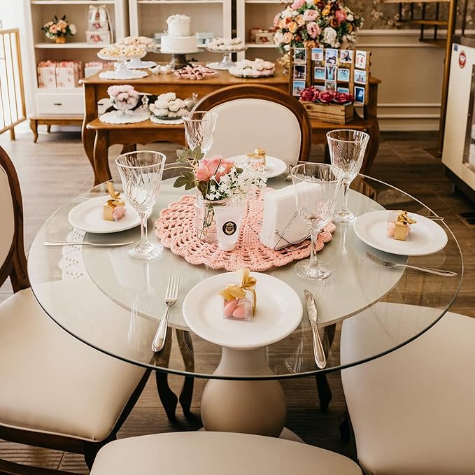 48" Inch Round Glass Table Top 1/4" Thick Flat Polish Edge Tempered by Fab Glass and Mirror