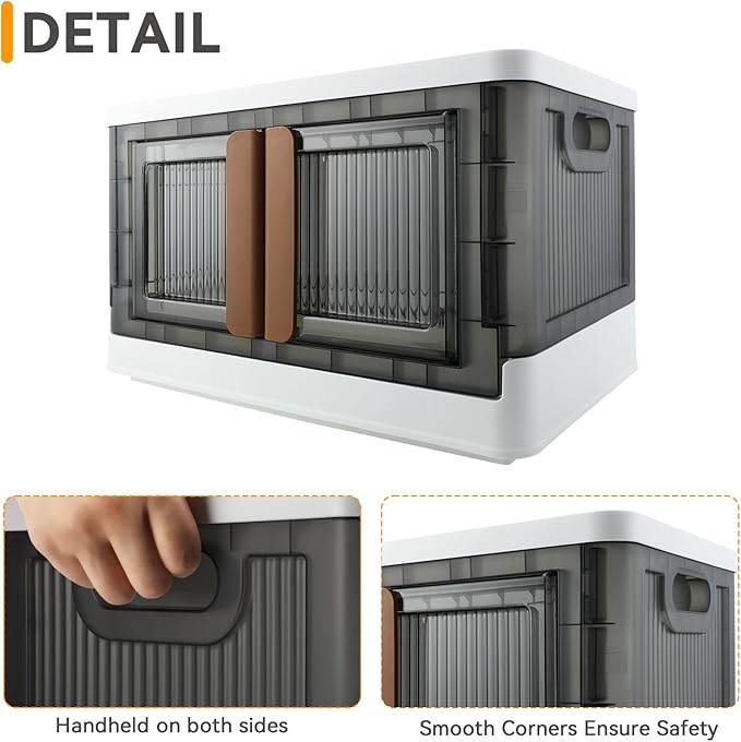 Storage Bin, Cabinet with Lids, 8.4 Gallon Capacity, With Double Door and Lock, Foldable, Plastic, Underbed or Countertop Use, Home Organizer