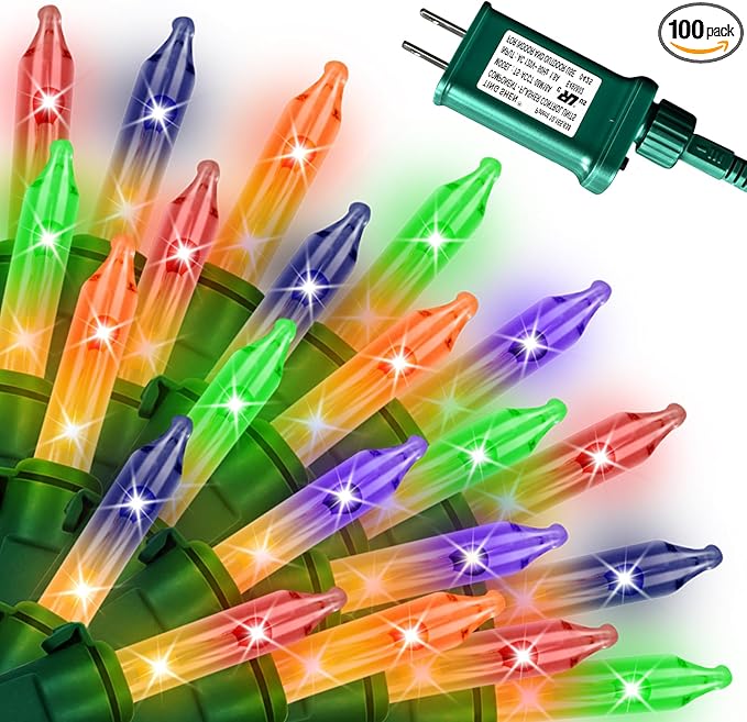 Christmas Lights 100 Count Mini colorful Lights , Christmas Tree String Lights with 8 Modes& Timer,Xmas Tree Lights Waterproof for Patio Garden Party Wedding Holiday Decor ,UL Certified (20feet)
