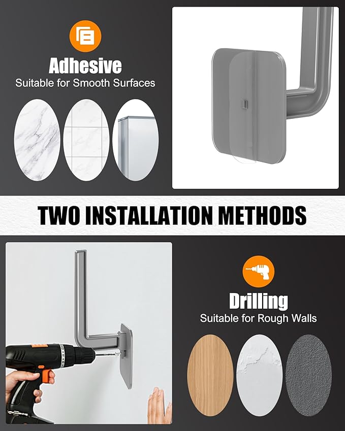 Hat Rack for Hat Storage, Multi-Purpose Hat Organizer (4-Pack), Strong Adhesive Hat Hooks for Wall, Hat Organizer for Baseball Caps, Two Mounting Options Hat Hook, Gray