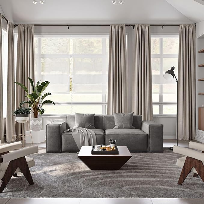 POVISON 83" Modular Sectional Sofa for Living Room Modern Large Sectional Couches Velvet Loveseat Oversized Deep Seat Sofa Set 2 Seater Big Comfy Cloud Couch for House Office